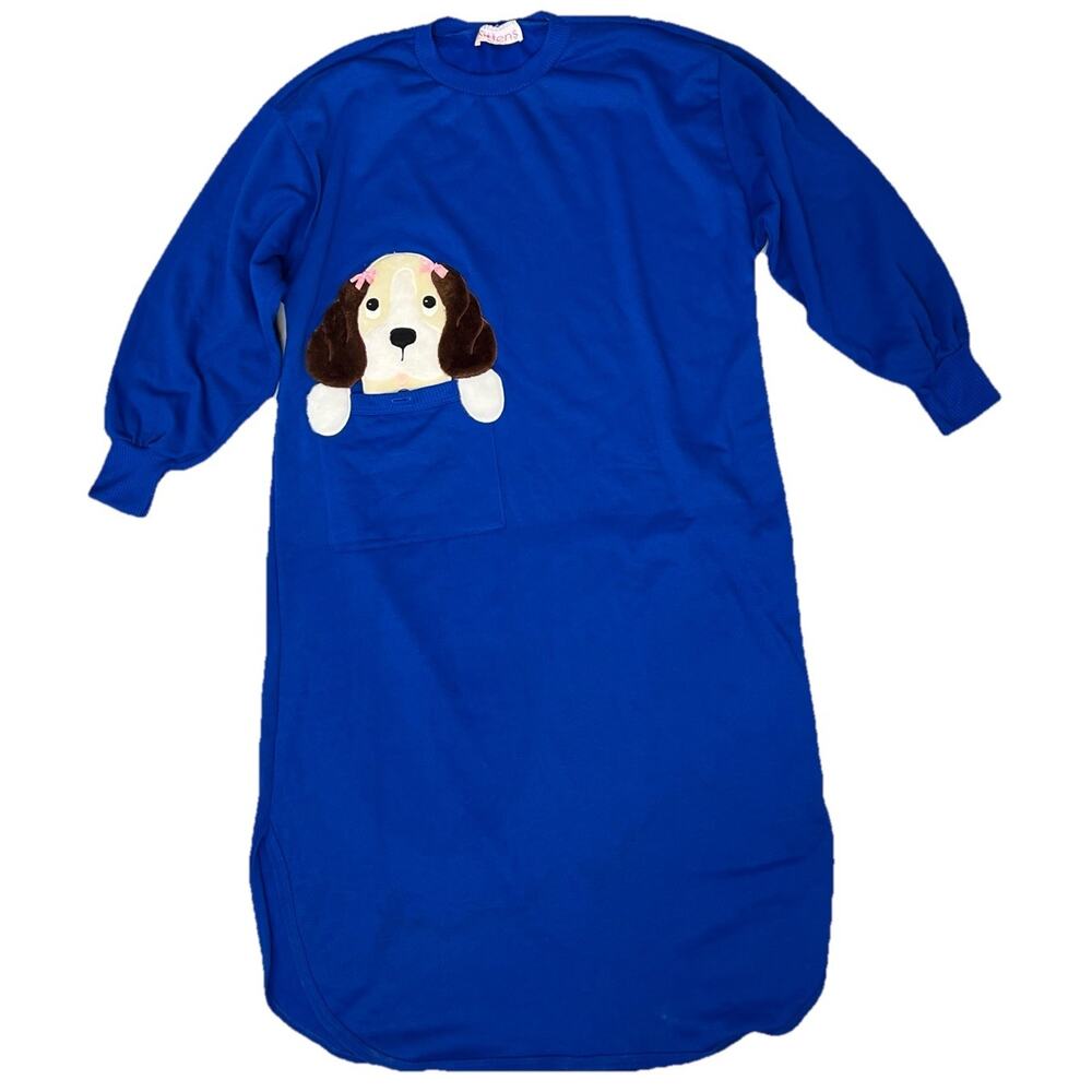 NWT Vintage Kittens Intimates Pajama Dog Nightgown Blue USA Size Large